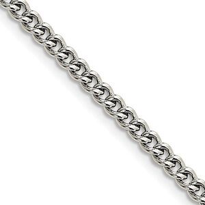 4mm Stainless Steel Round Curb Chain Necklace, 24 Inch